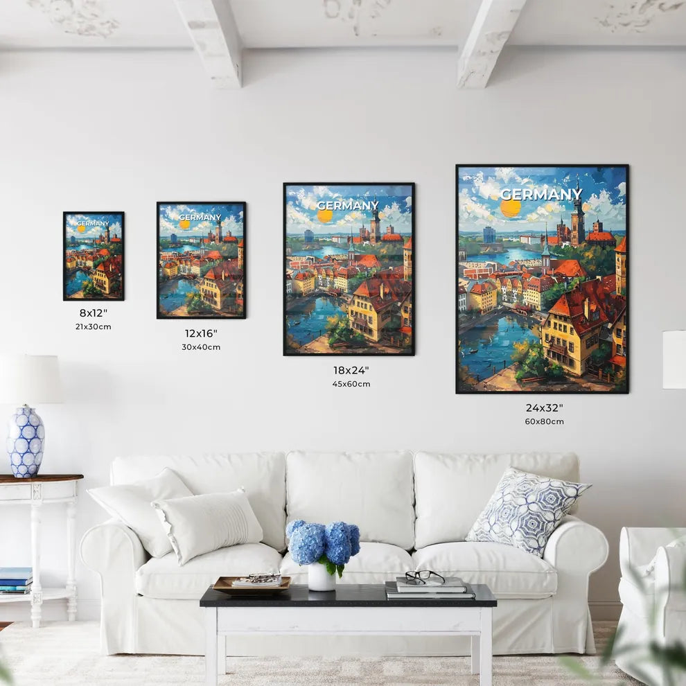 Cityscape Painting Art Vibrant Colors Europe Germany City Oil Canvas Texture Abstract Size Chart