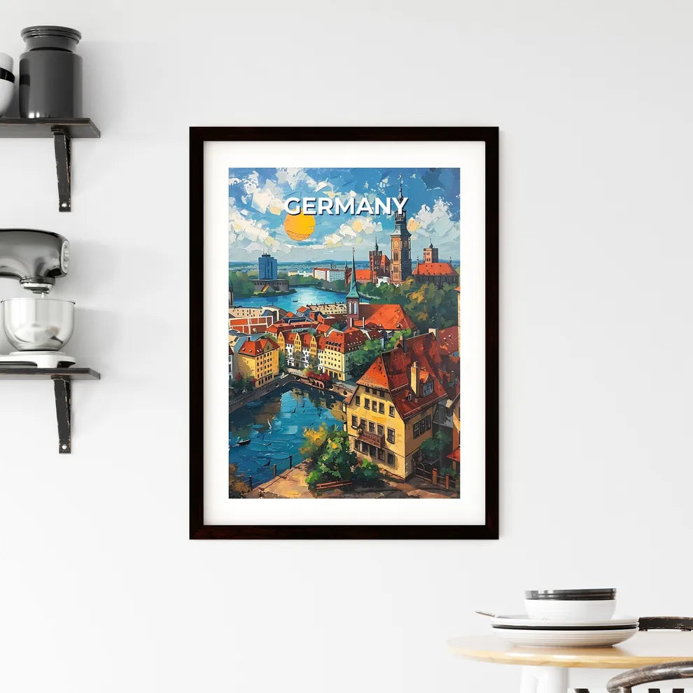 Cityscape Painting Art Vibrant Colors Europe Germany City Oil Canvas Texture Abstract Custom Print