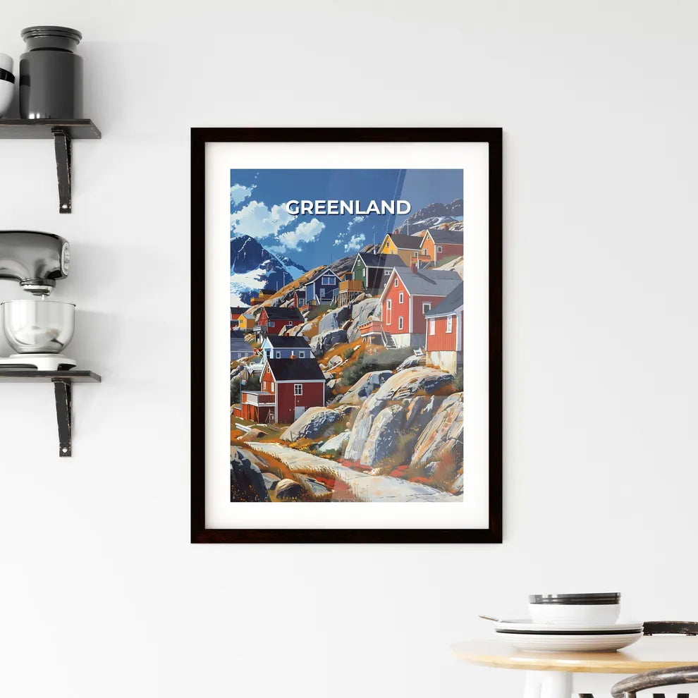 Art Print, Contemporary Painting, Modern Art, House Painting, Hillside Landscape, Abstract Art, Greenland, North America, Colorful Architecture, Home Decor Custom Print