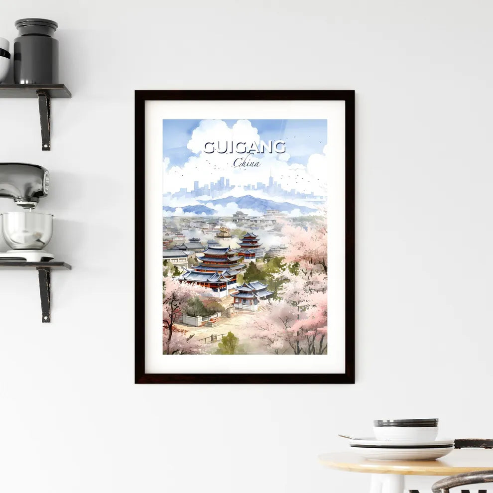 Oil Painting City Skyline with Cherry Blossoms, Vivid Cityscape Art Default Title