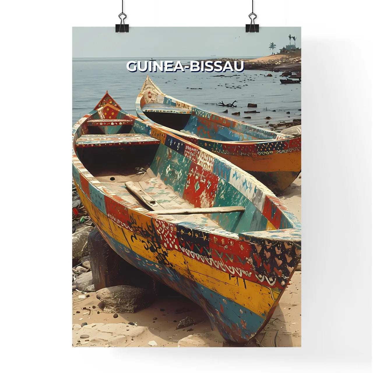 Vibrant Art Painting of Two Boats on Guinea- Poster