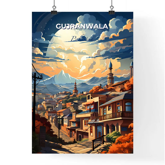Gujranwala Pakistan Skyline Vivid Painting City Mountains Trees Artwork Default Title