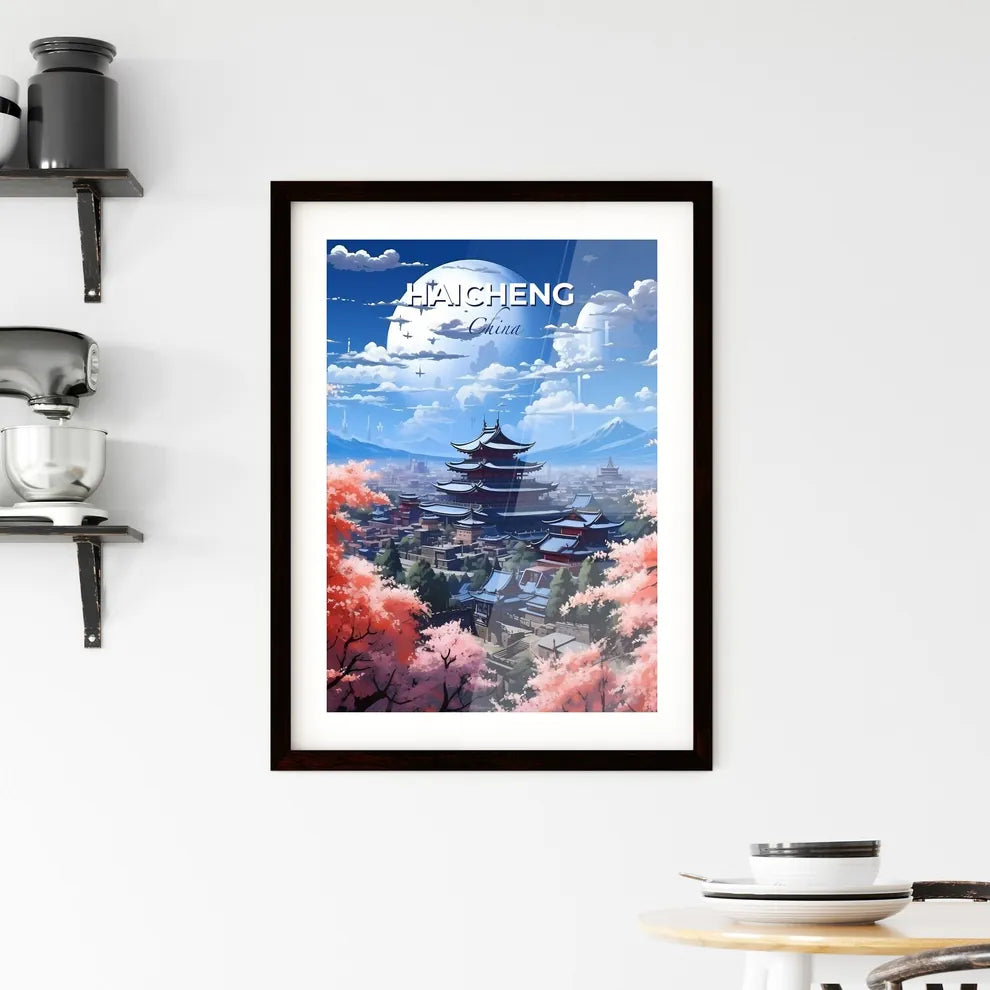 Haicheng China Skyline - Vibrant Painting City Pagoda Trees Art Urban Landscape Default Title