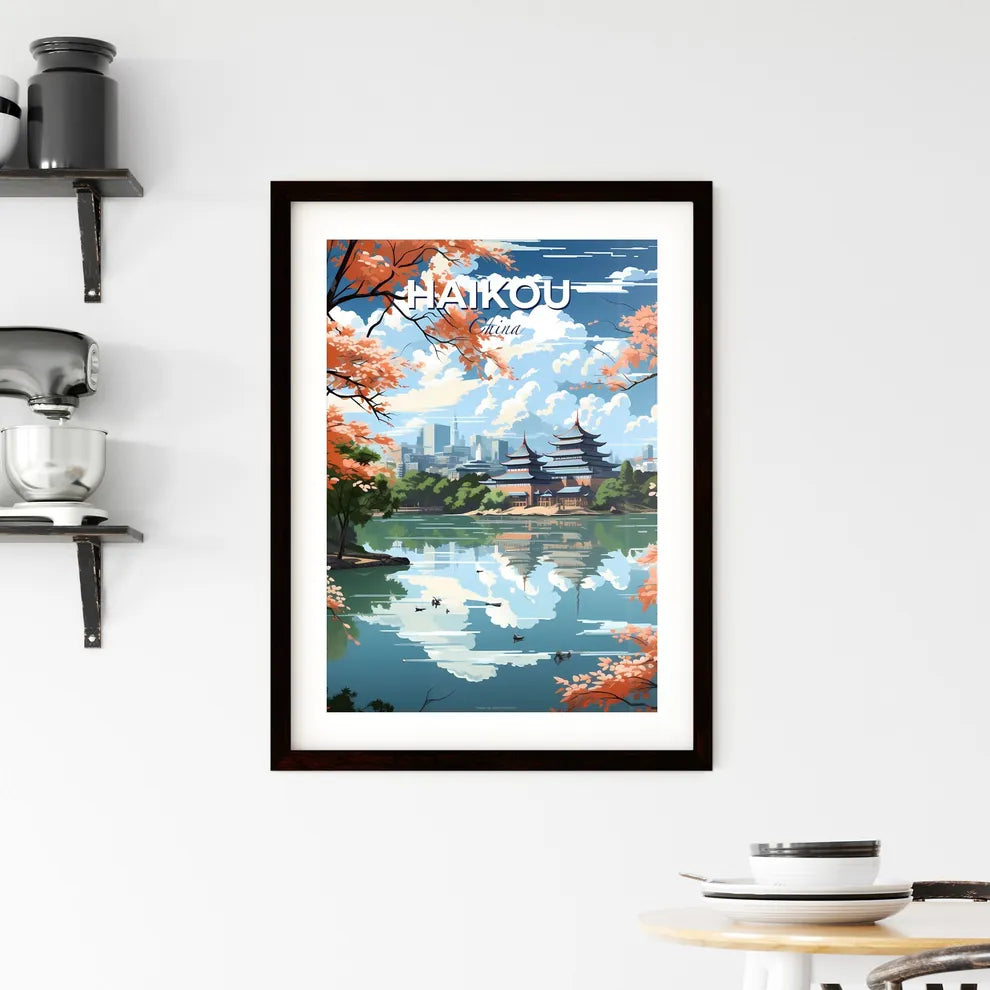 Haikou China Cityscape Lake Painting Vibrant Art City Skyline Cityscape Watercolor Default Title