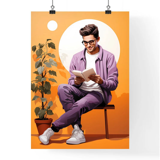 Happy woman reading a book Poster