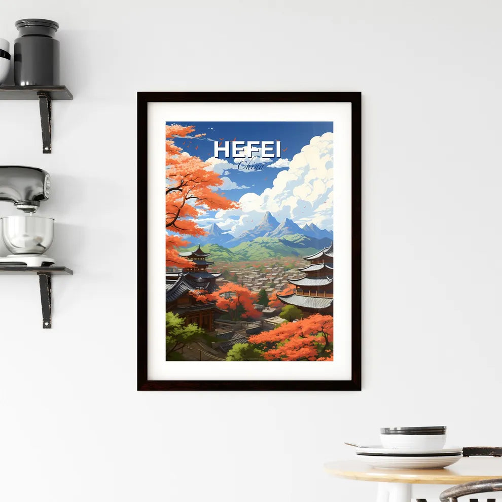 City Skyline Hefei China Buildings Landscape Vibrant Painting Skyline Cityscape Mountain Art Default Title