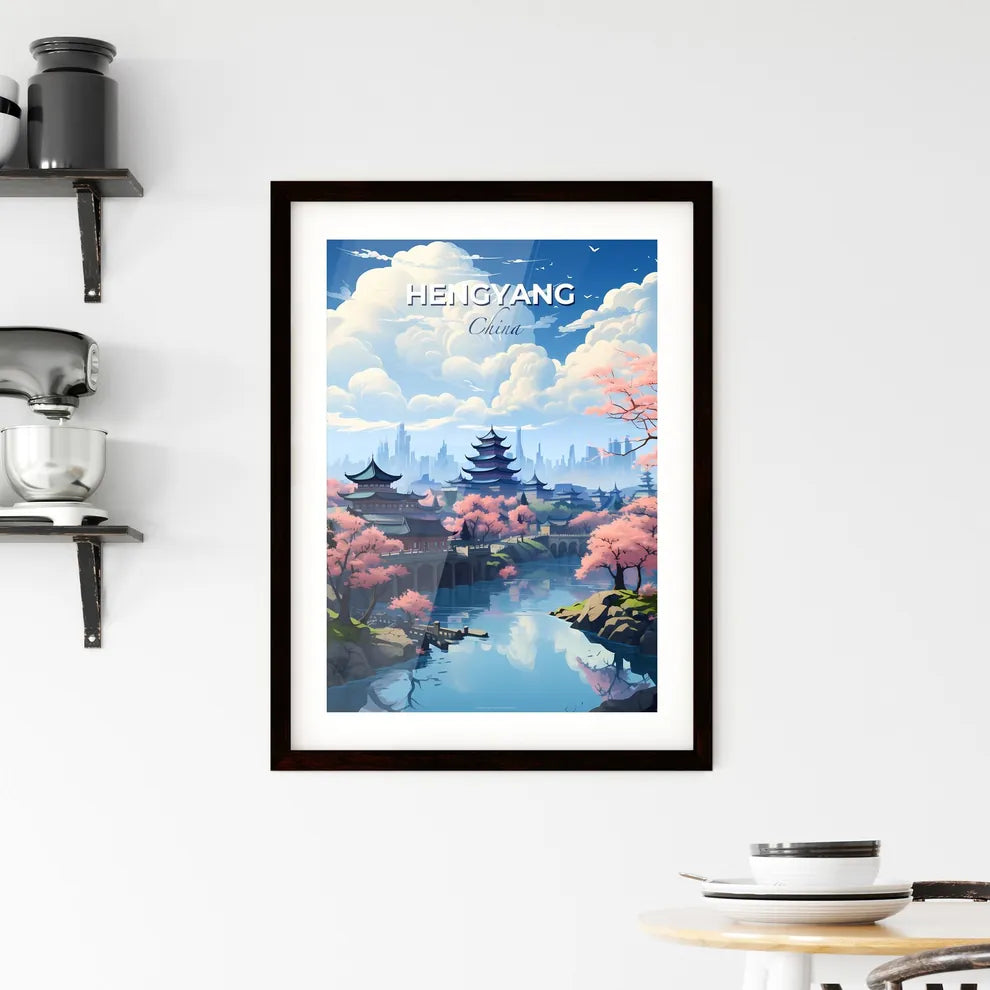 Expansive Landscape Painting Capturing the Vibrant City Skyline of Hengyang Beside a River Default Title