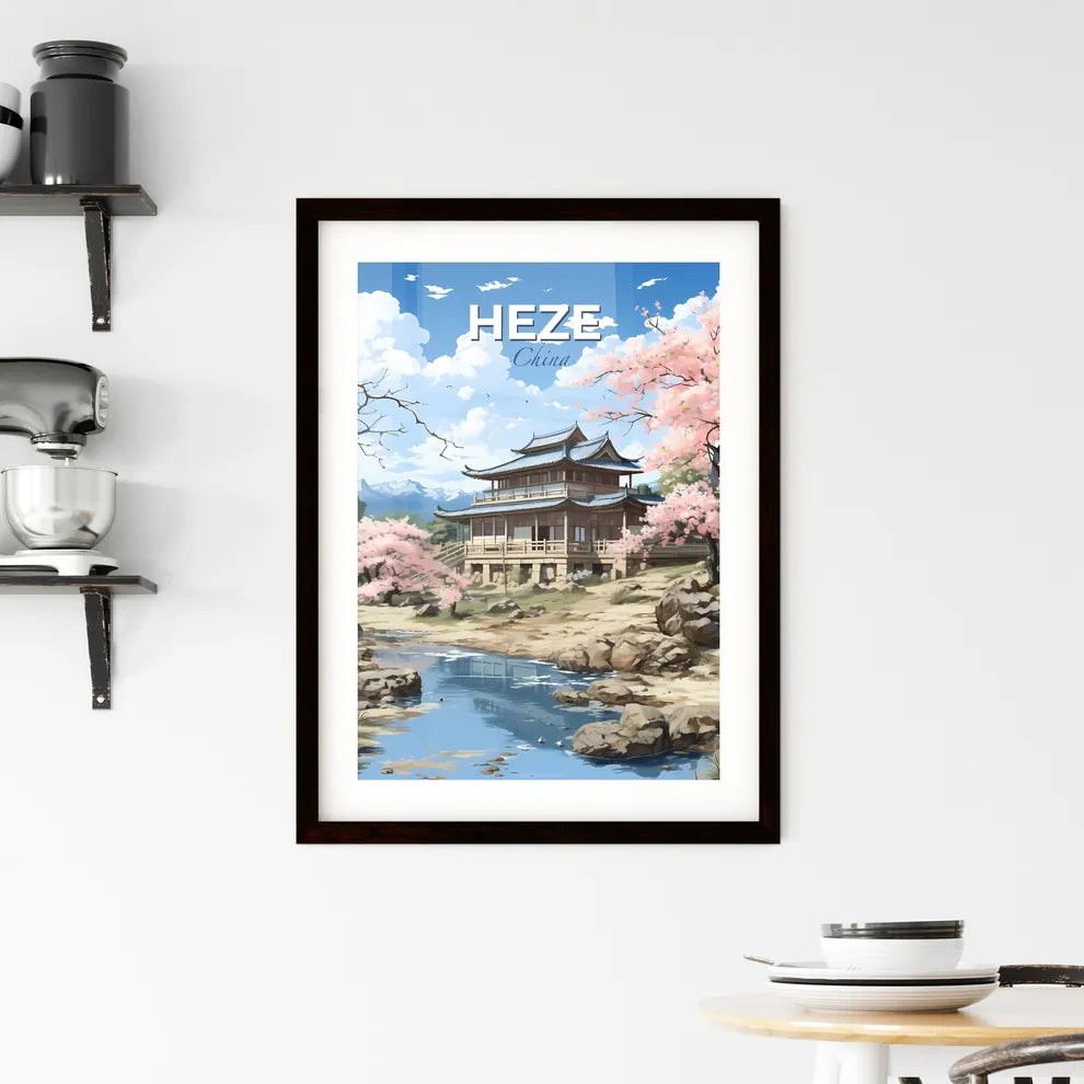 Heze China Green Landscape Art Painting Skyline Pond Trees Buildings Highrises Default Title