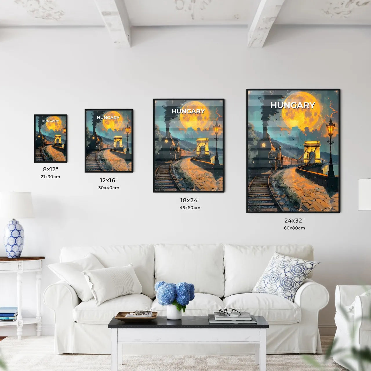 Colourful Hungarian Painted Train Bridge European Art Stock Image Size Chart