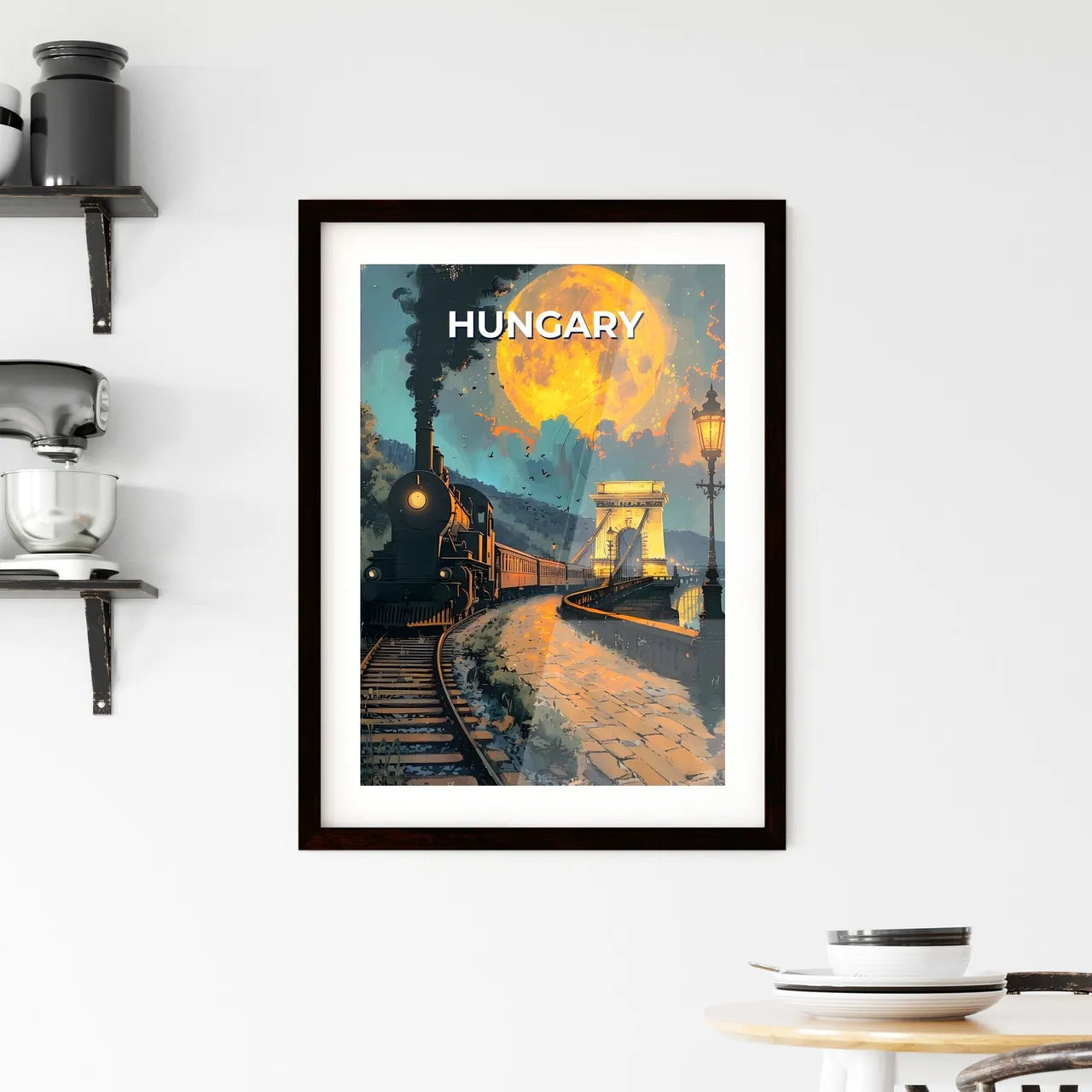 Colourful Hungarian Painted Train Bridge European Art Stock Image Custom Print