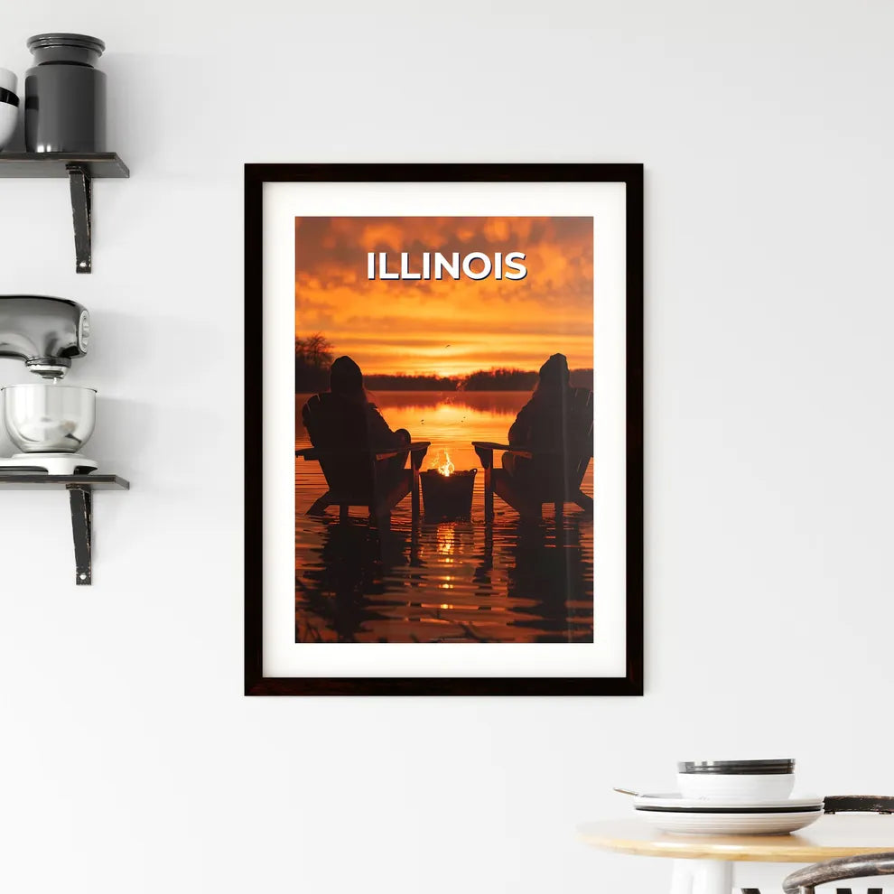 Vibrant Artistic Lake Painting Featuring Two Framed Print