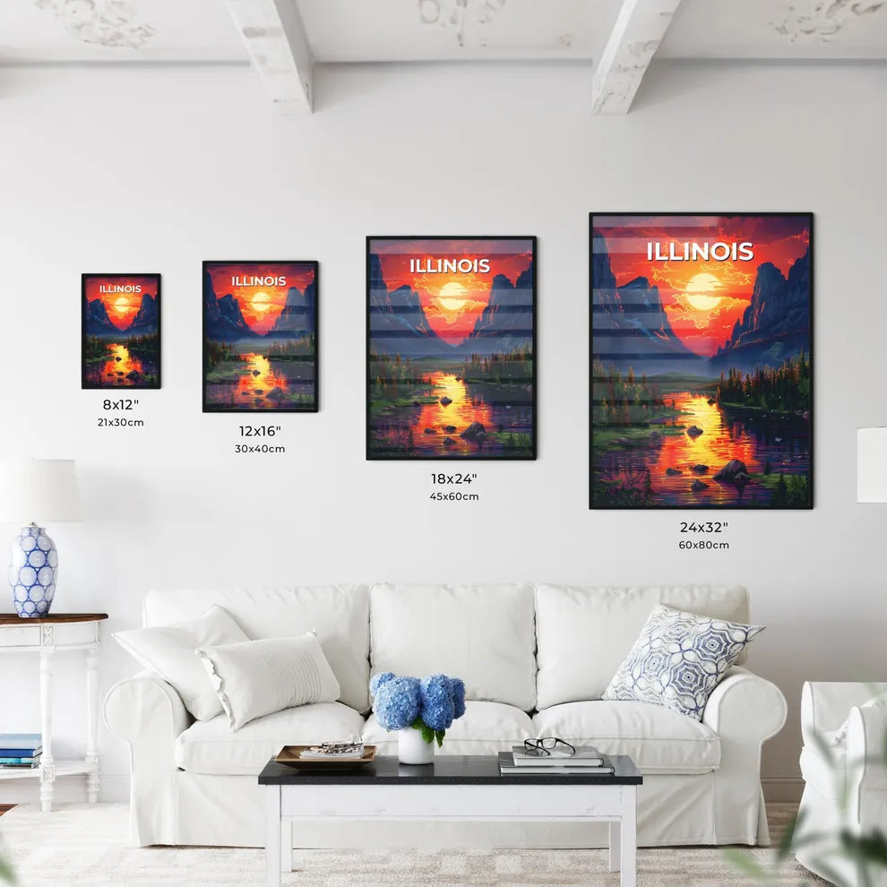 Abstract River Mountain Landscape Painting - Kitchen Hangings