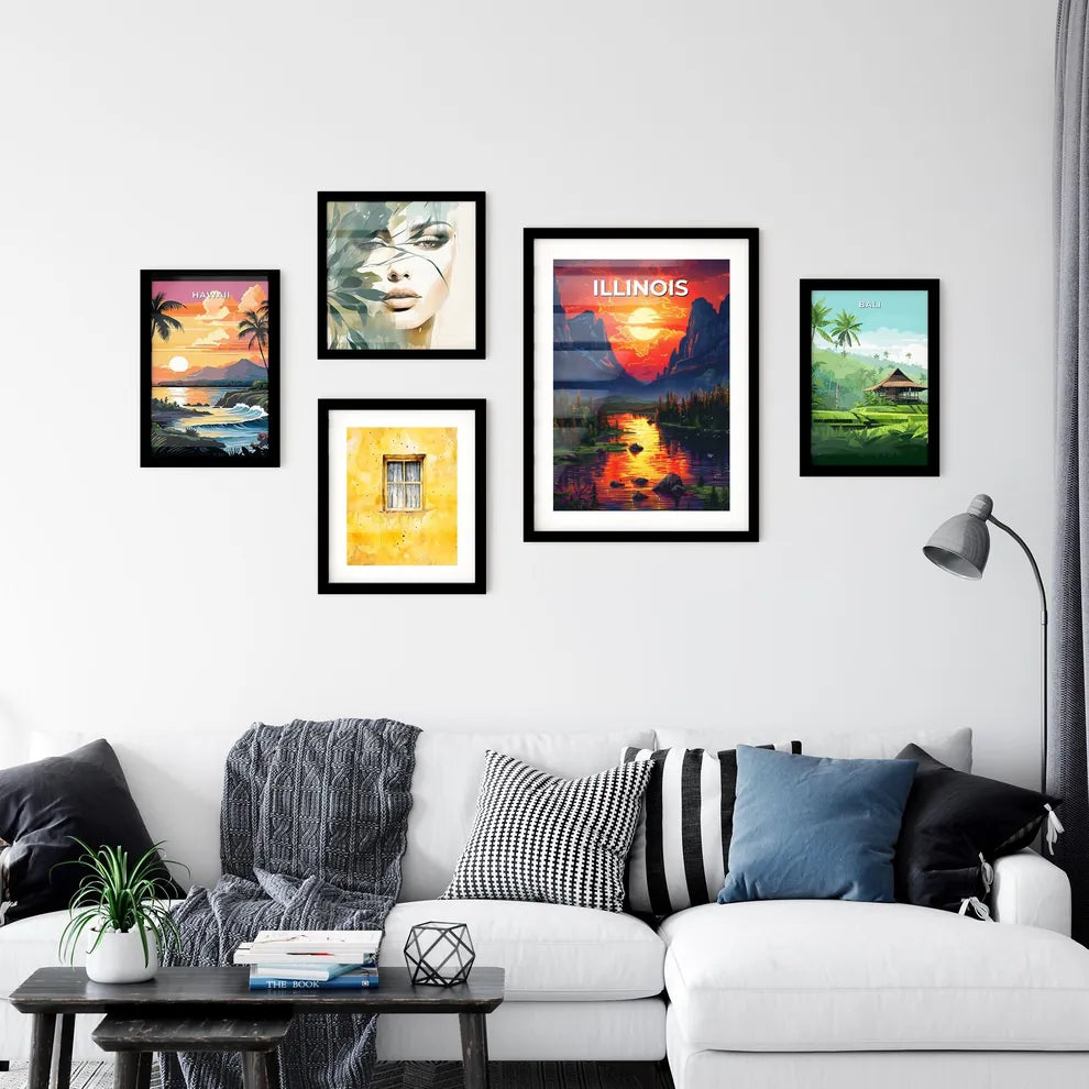 Abstract River Mountain Landscape Painting Wall Art