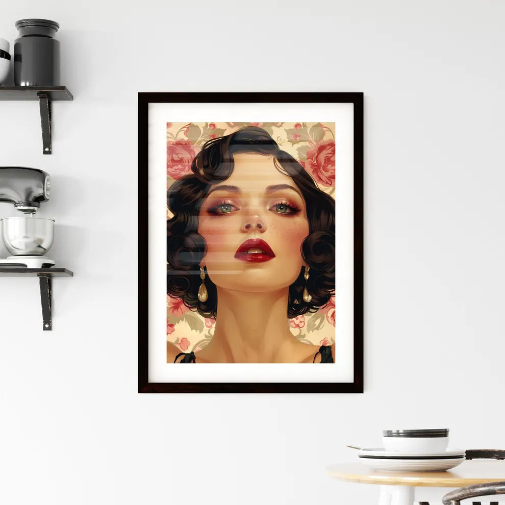 Art Deco Pin-Up Girl Portrait Framed Print