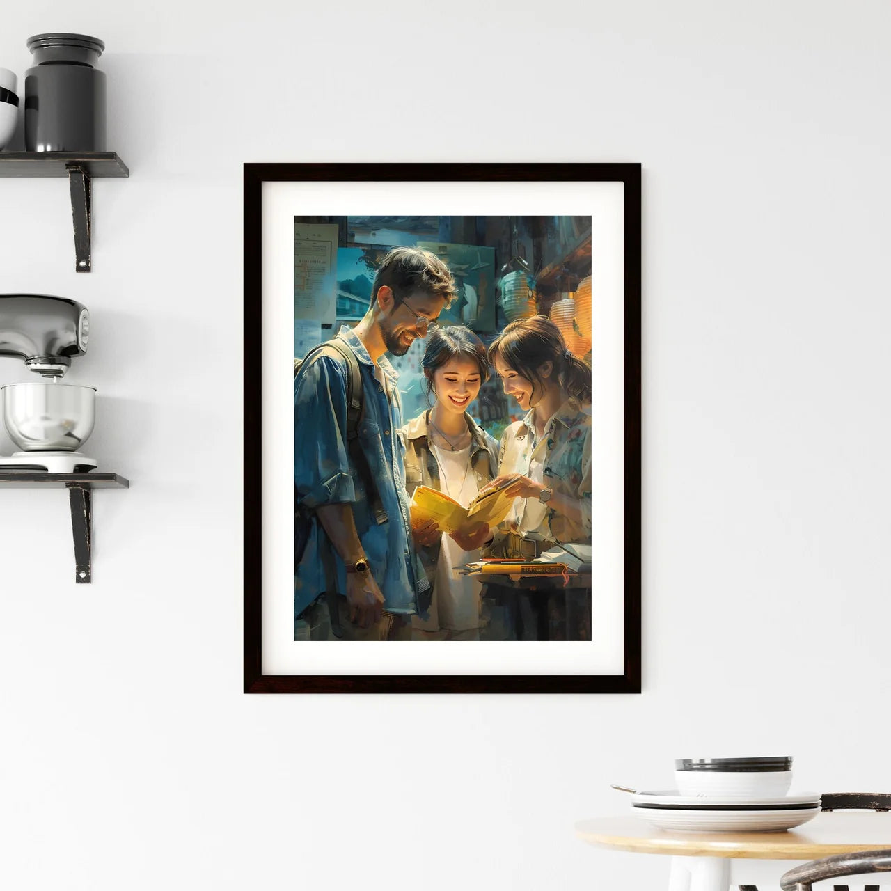 Young Asian Jetsetters Await Thrilling Adventures on Vibrant Painted Travelogue Default Title