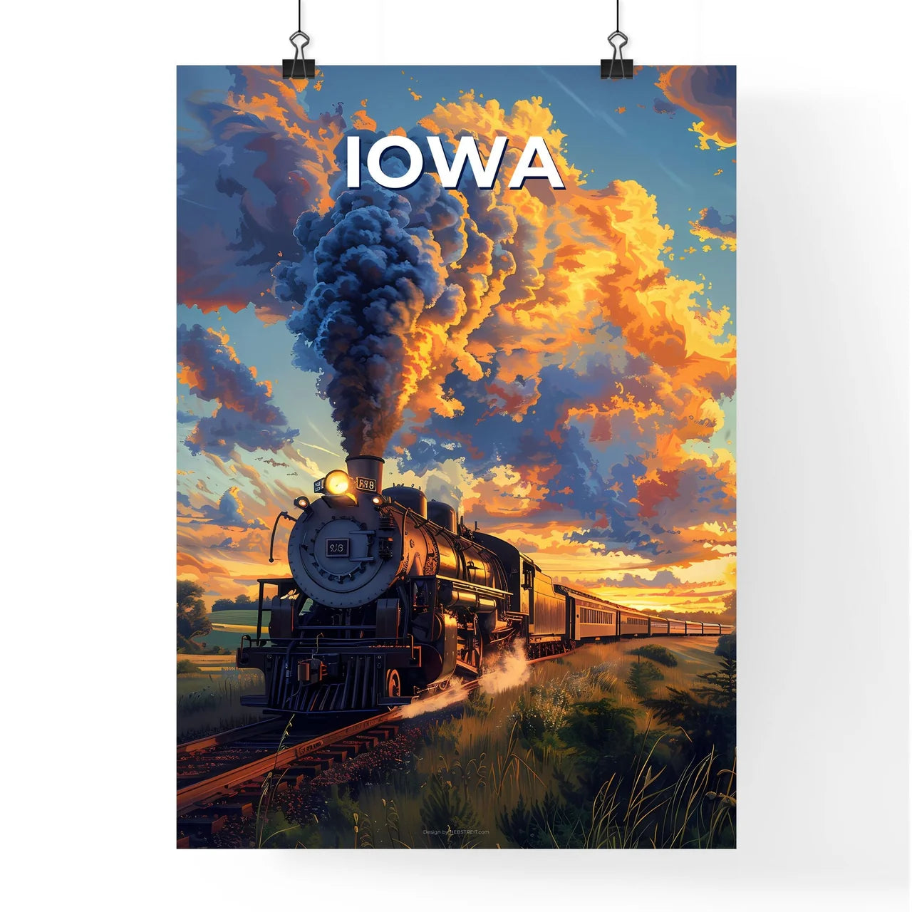 Vibrant Railroad Painting Poster