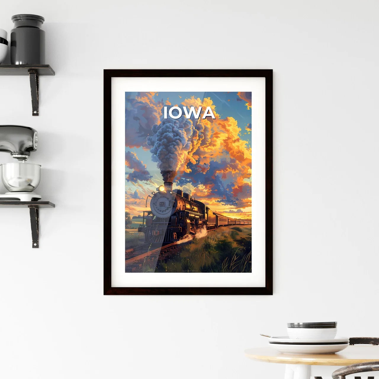 Vibrant Railroad Painting Framed Print