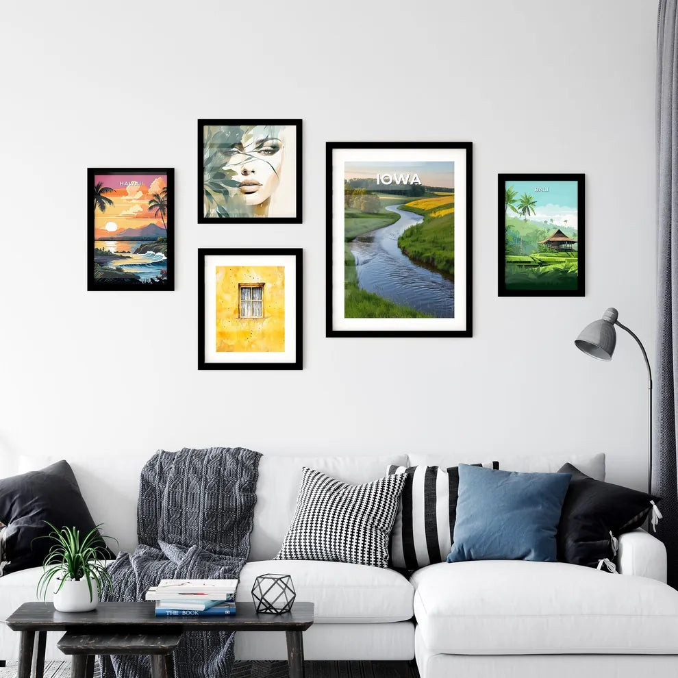 Green Field River Scene Wall Art