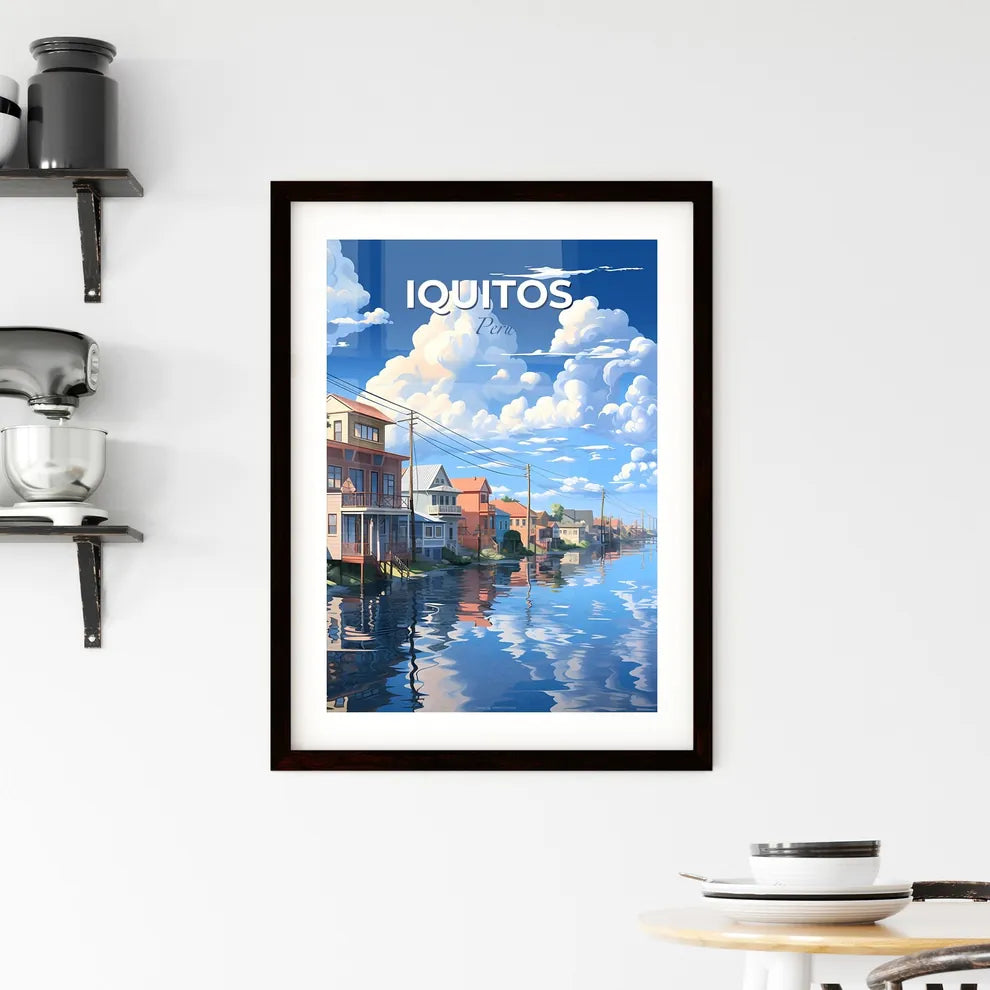 Vibrant Peruvian Artwork Depicting Colorful Row Houses on Water, Iquitos Skyline Default Title