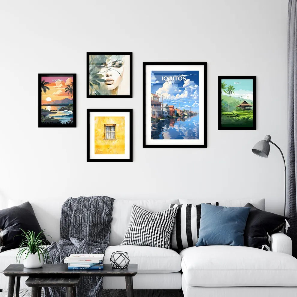 Vibrant Peruvian Artwork Depicting Colorful Row Houses on Water, Iquitos Skyline Default Title