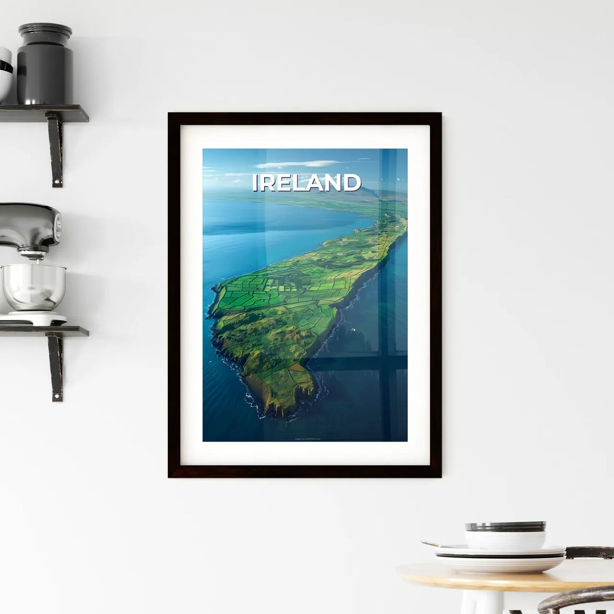 Ocean Vista Landscape Aerial Painting Framed Print