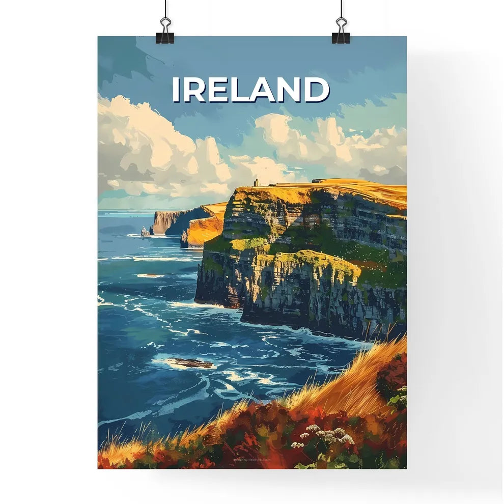 Vibrant Artistic Painting of an Irish Cliff  Poster