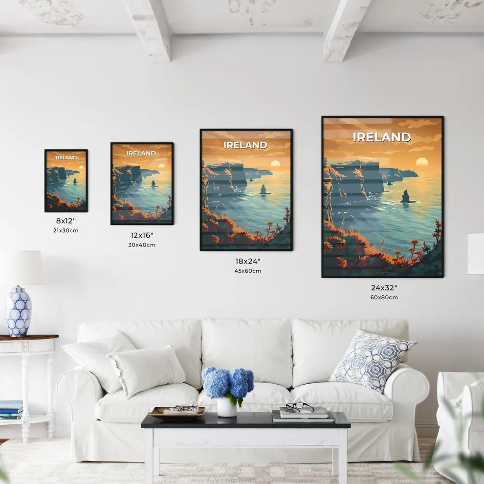 Vibrant Seascape Sunset Painting of Ireland - Kitchen Hangings