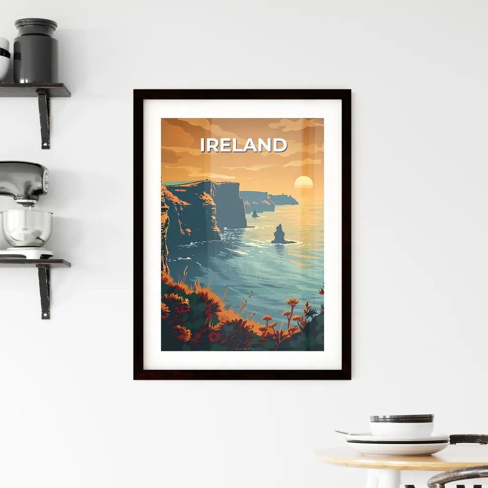 Vibrant Seascape Sunset Painting of Ireland Framed Print