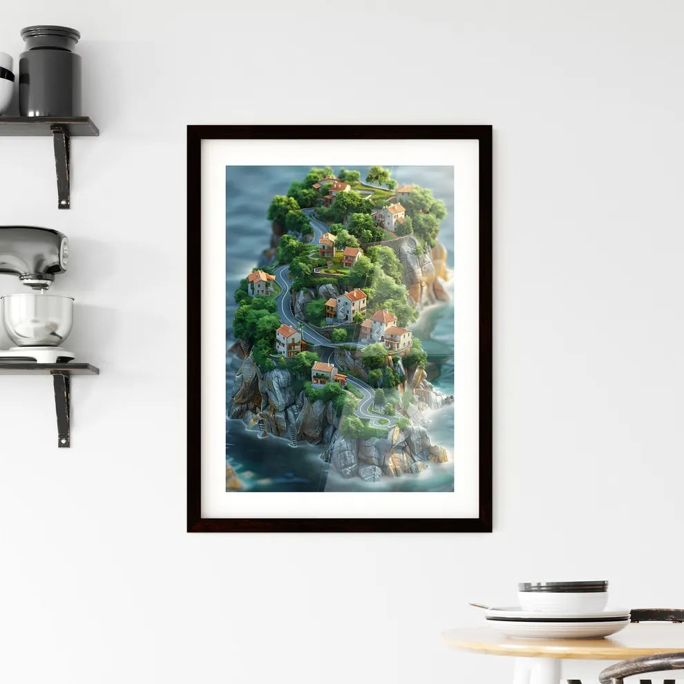 Isometric art - vibrant island map painting  Framed Print