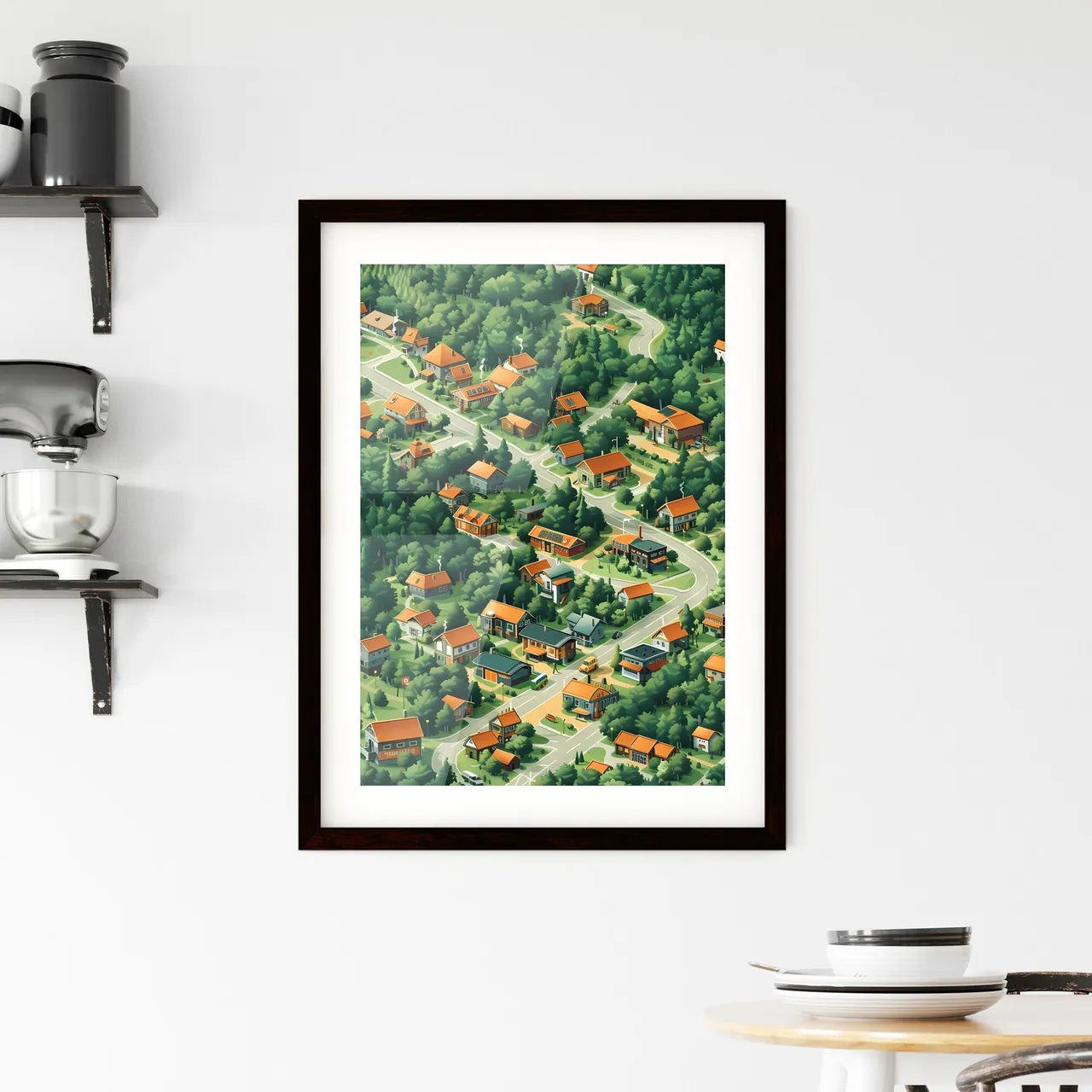 Stunning Isometric Cityscape Aerial View, Vibrant Artistic Wall Art, Urban Landscape Painting Custom Print