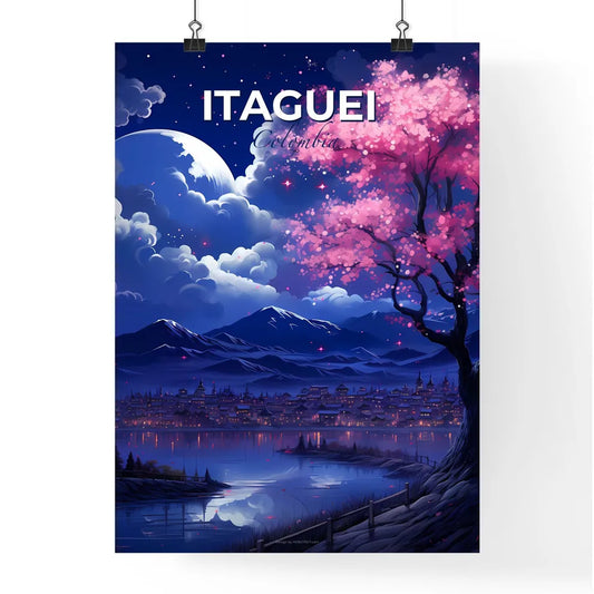 Artful Cityscape: Vibrant Itagüí Skyline with Tree and Lake Default Title