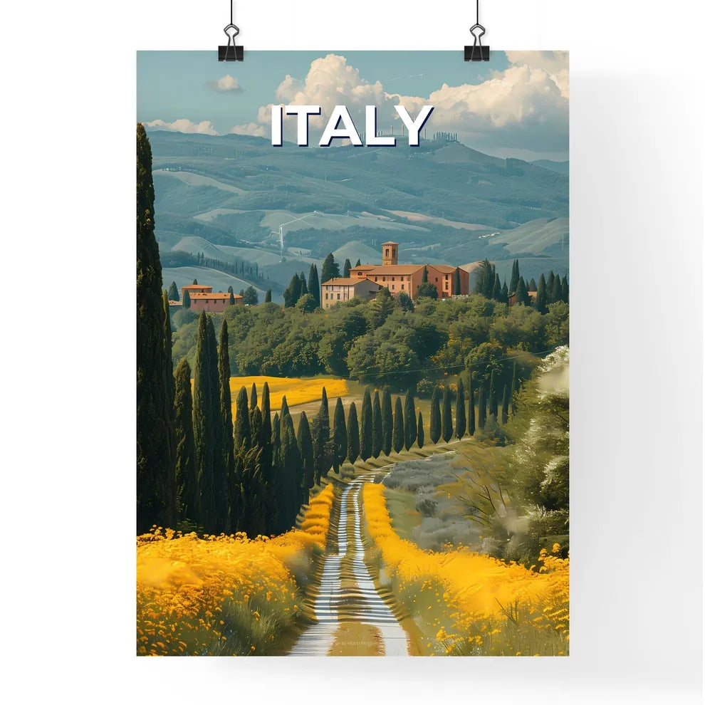 Vibrant Italian Valley Landscape Painting wi Poster