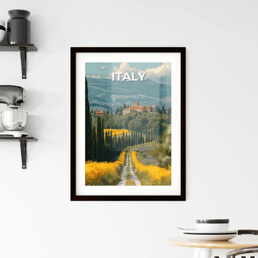 Vibrant Italian Valley Landscape Painting wi Framed Print