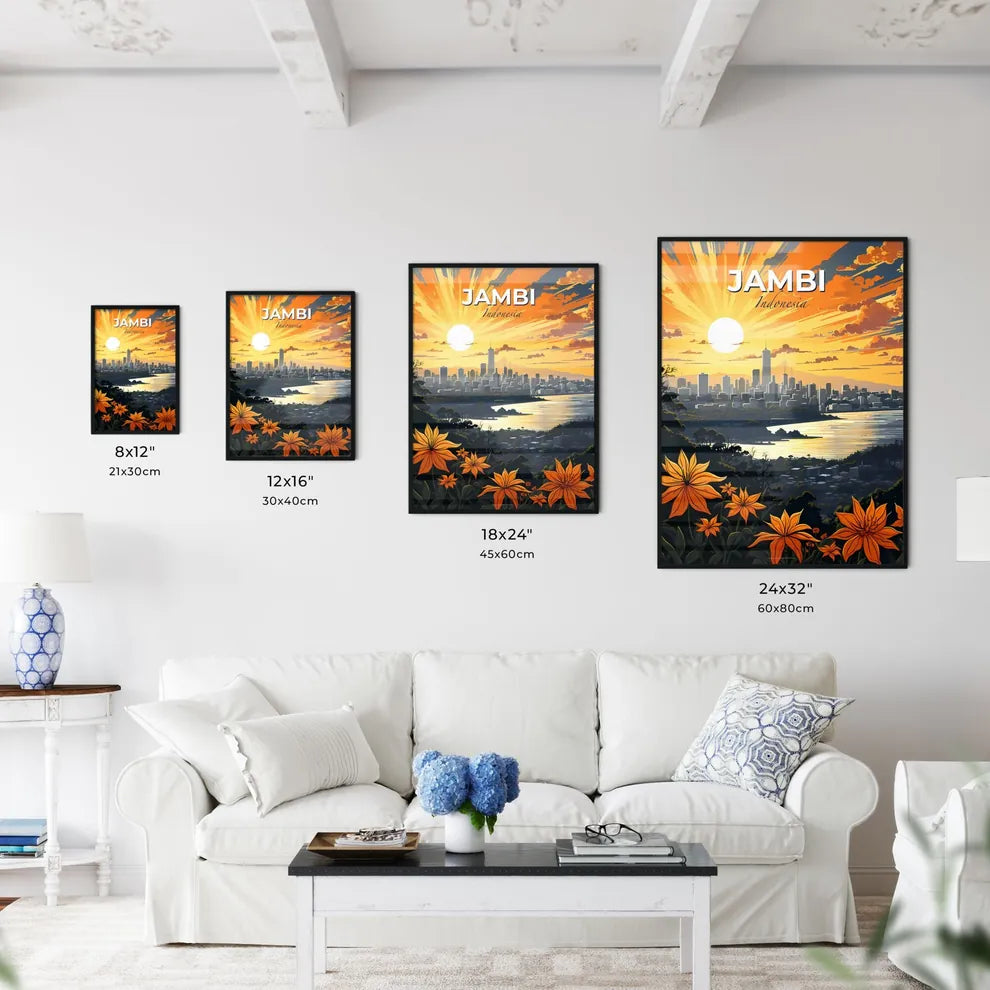 Jambi Indonesia Cityscape Skyline - Painted City Landscape Urban River Default Title