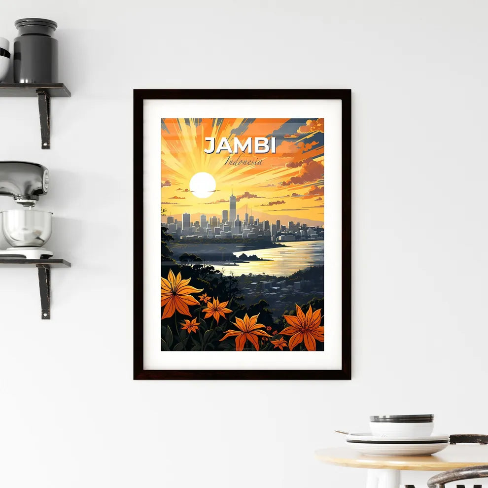 Jambi Indonesia Cityscape Skyline - Painted City Landscape Urban River Default Title