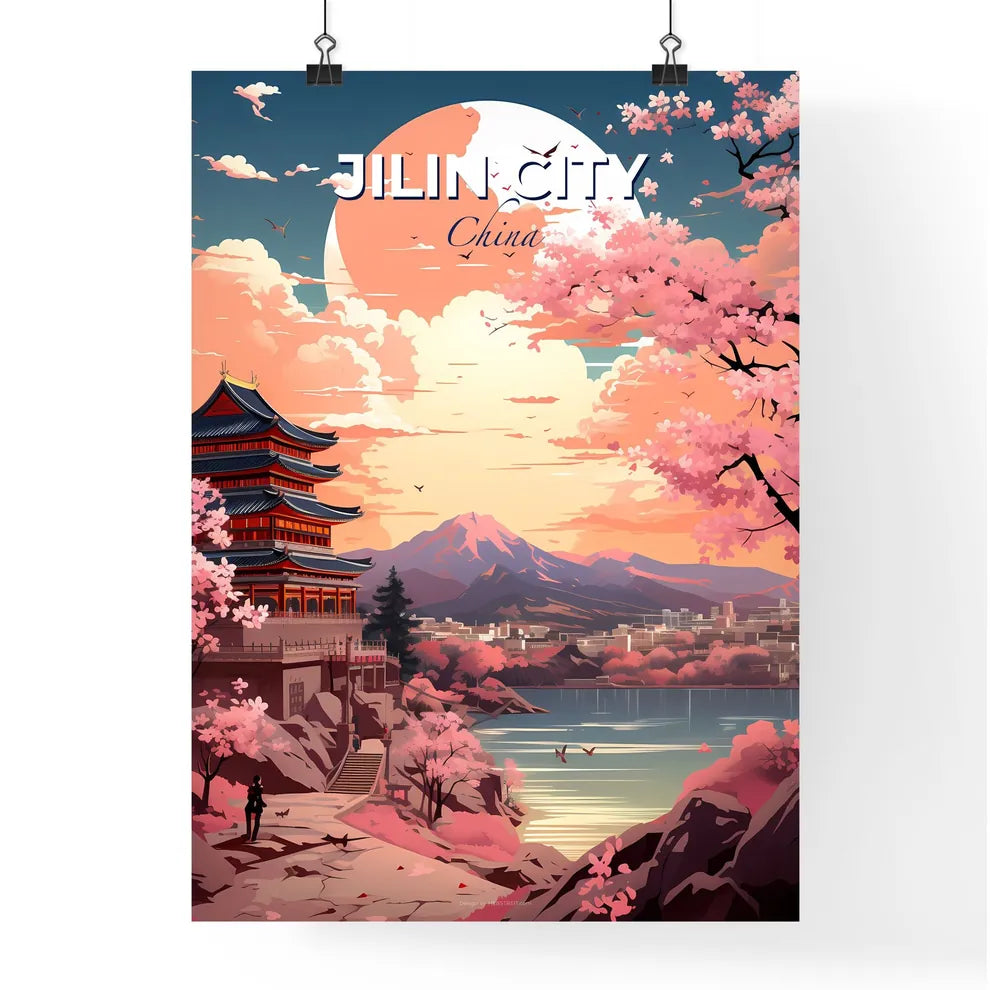 Jilin City China Skyline Watercolor Painting - Abstract Cityscape of Jilin with Lake and Buildings Default Title