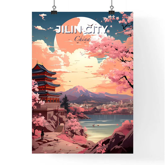 Jilin City China Skyline Watercolor Painting - Abstract Cityscape of Jilin with Lake and Buildings Default Title