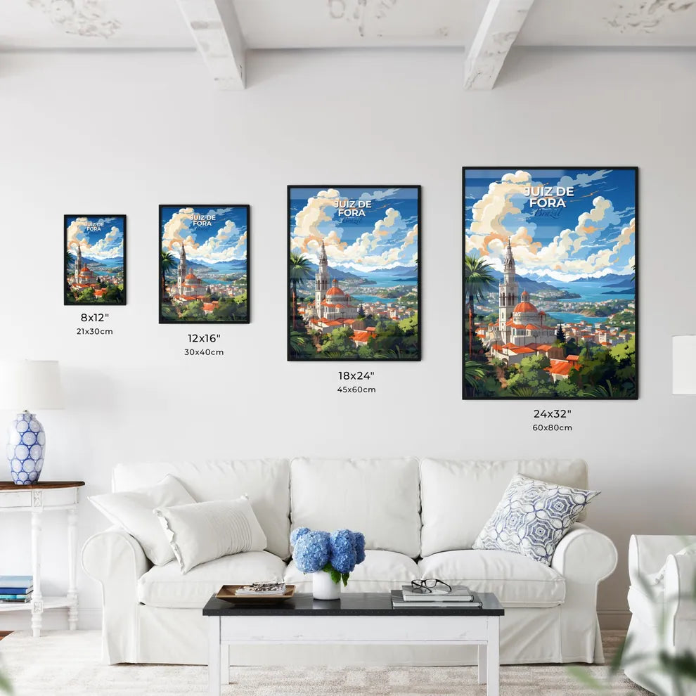 Juiz de Fora Brazil Skyline City Art Painting Landscape River Building Downtown Default Title