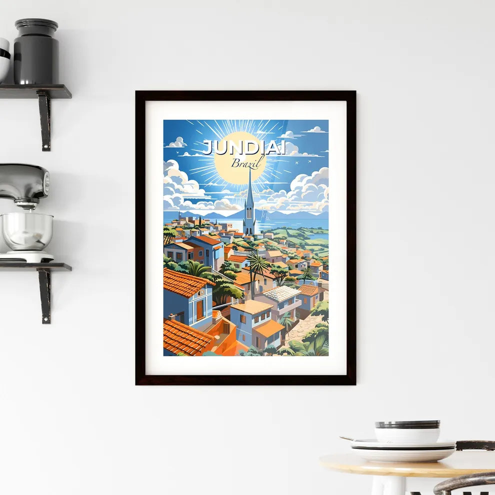 Jundiai Brazil Skyline Painting Vibrant Art Church Cityscape Default Title