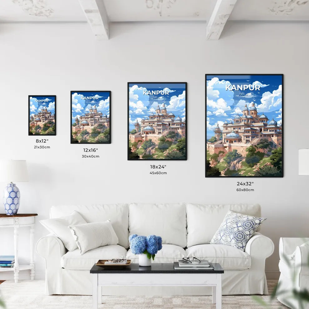 Kanpur, India Skyline Painting with Building, Scenic City, Hilltop, Vibrant Colors, Art Default Title