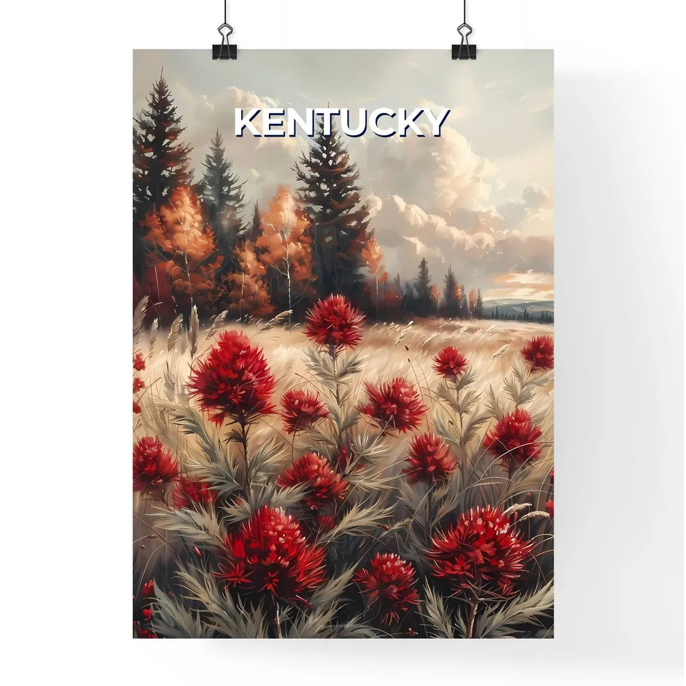 Field of Red Poppies Kentucky USA Nature Lan Poster