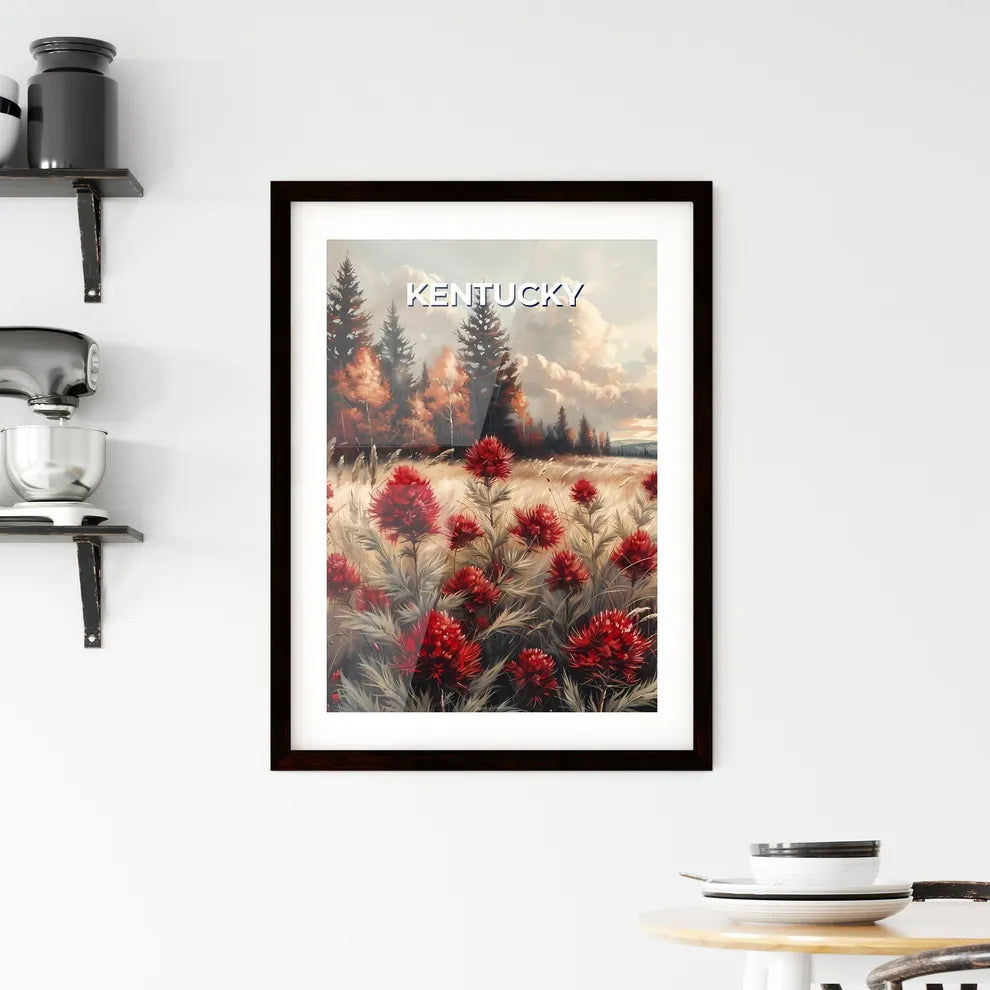 Field of Red Poppies Kentucky USA Nature Lan Framed Print