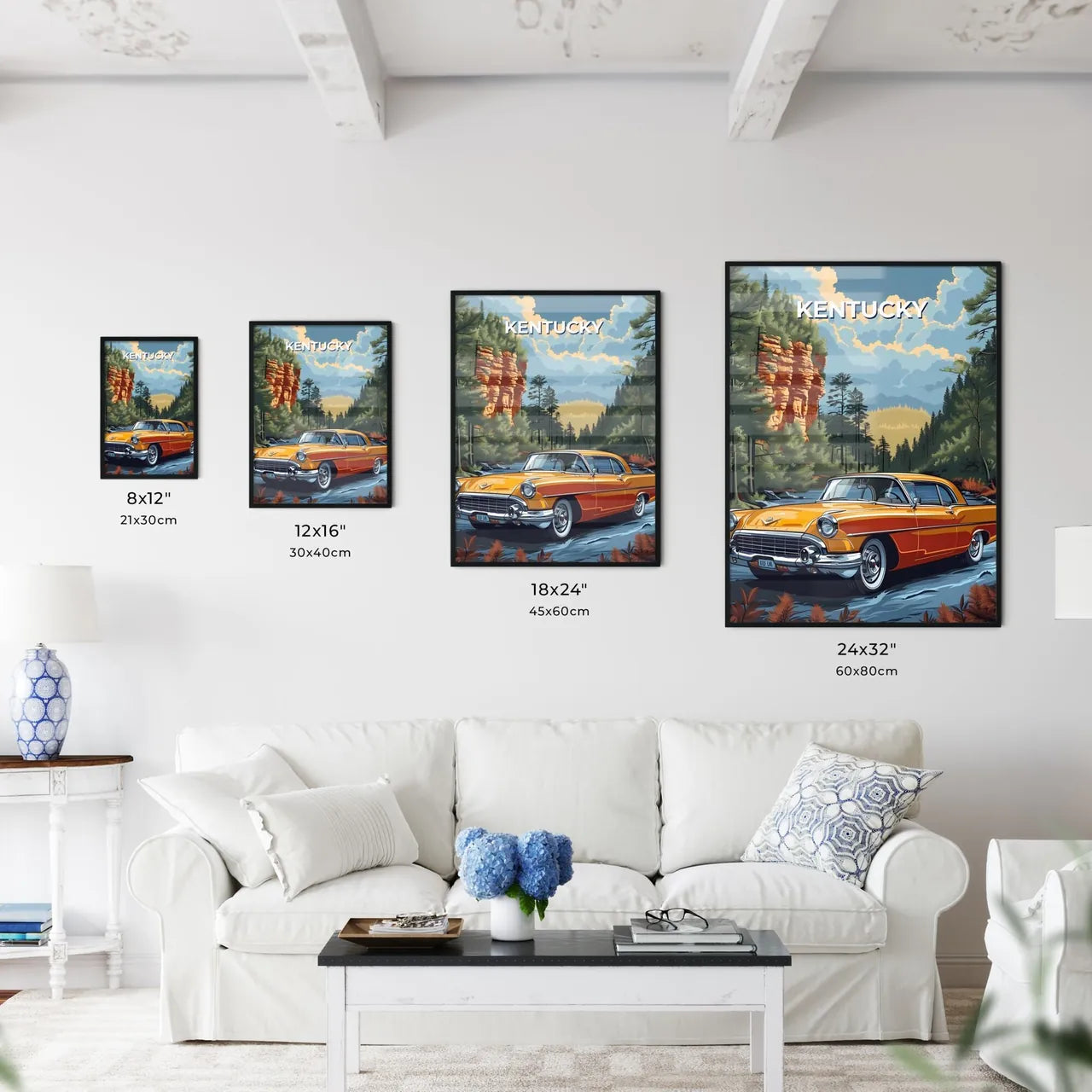 Kentucky Woods Road Car Painting Art Scenic  - Kitchen Hangings