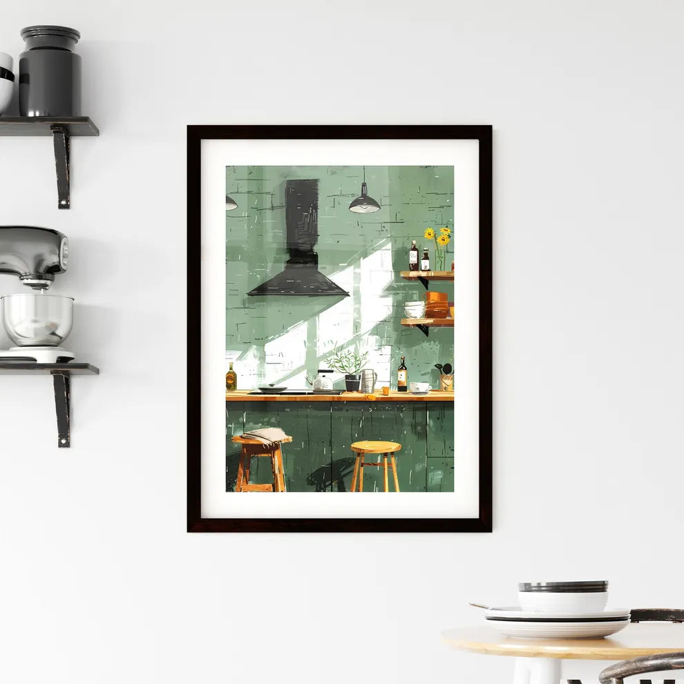Abstract Watercolor Artistic Kitchen Paintin Framed Print