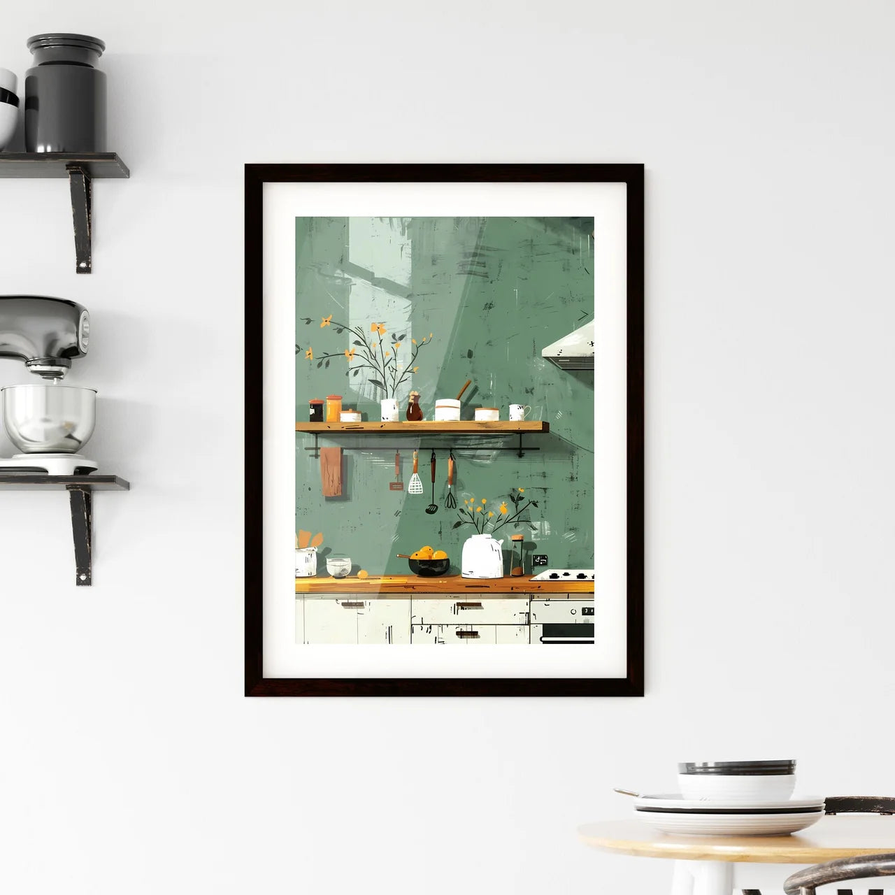 Kitchen utensil shelf abstract art Framed Print