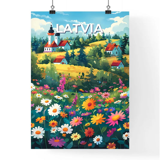 Colorful Painted Art Field of Flowers and Ho Poster