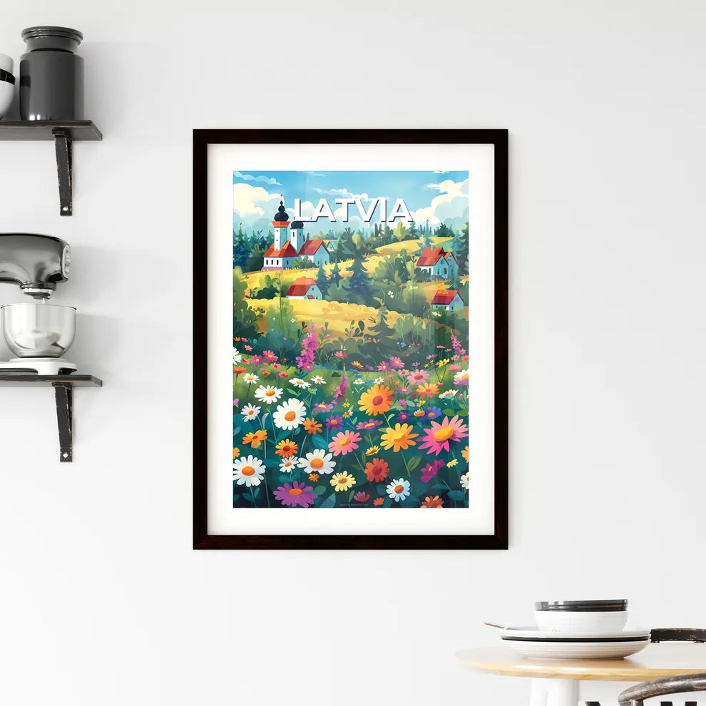 Colorful Painted Art Field of Flowers and Ho Framed Print