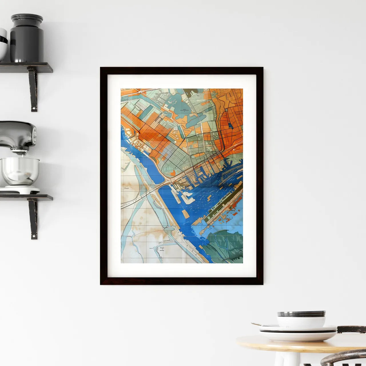Artful City Map - Vibrant Painting Featuring Framed Print