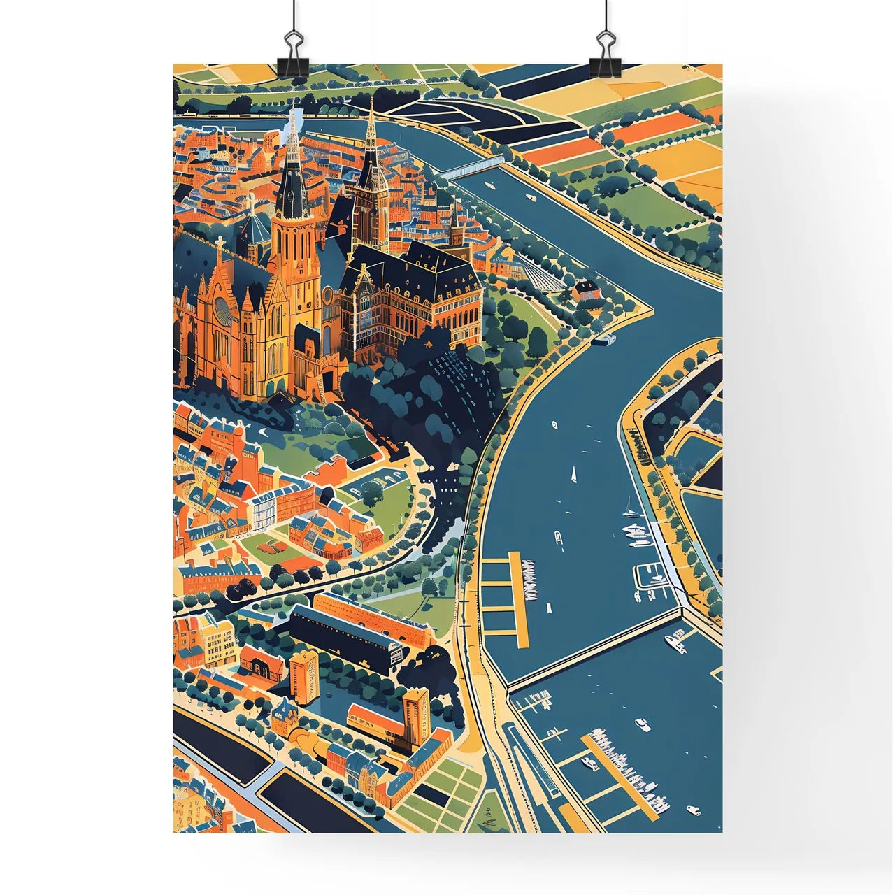 Havre City Map Painting Art Urban Colorful B Poster