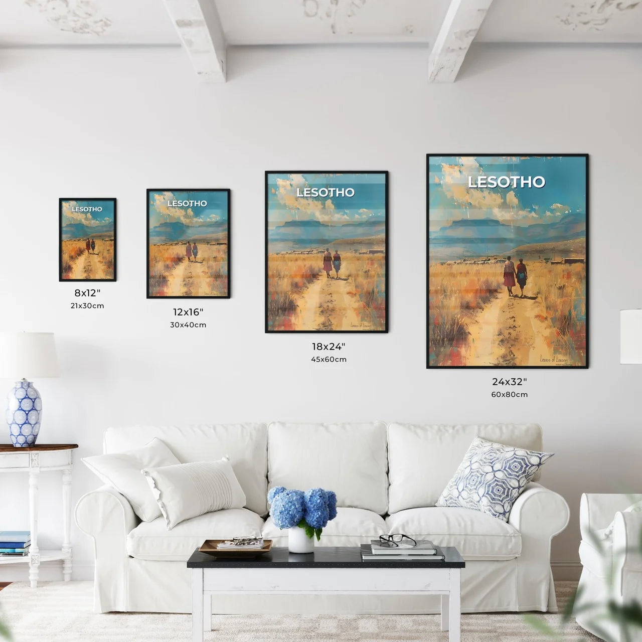 Lesotho Africa Vibrant Painting Walking Path - Kitchen Hangings